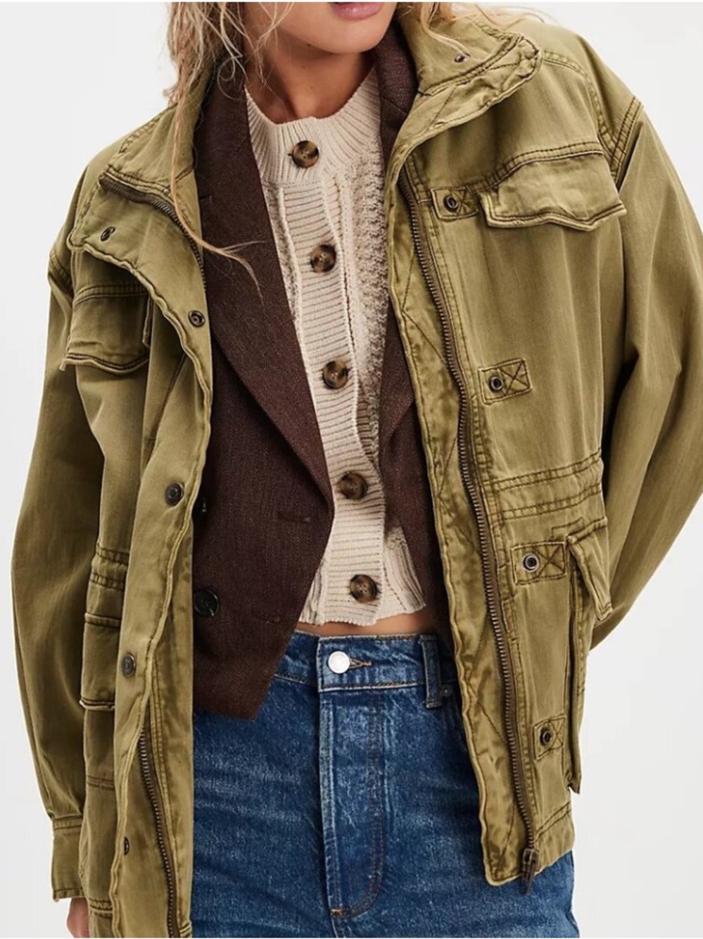 NEW We The Free People Arya Utility Coat Jacket Olive Medium